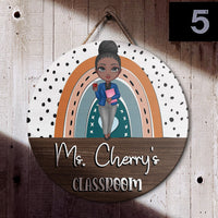 Thumbnail for Personalized Rainbown Teacher Wood Sign, DIY Gift For Back To School Z