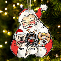 Thumbnail for Personalized Santa Claus Hug Dog Cat Printed Acrylic Ornament , Customized Holiday Ornament AE