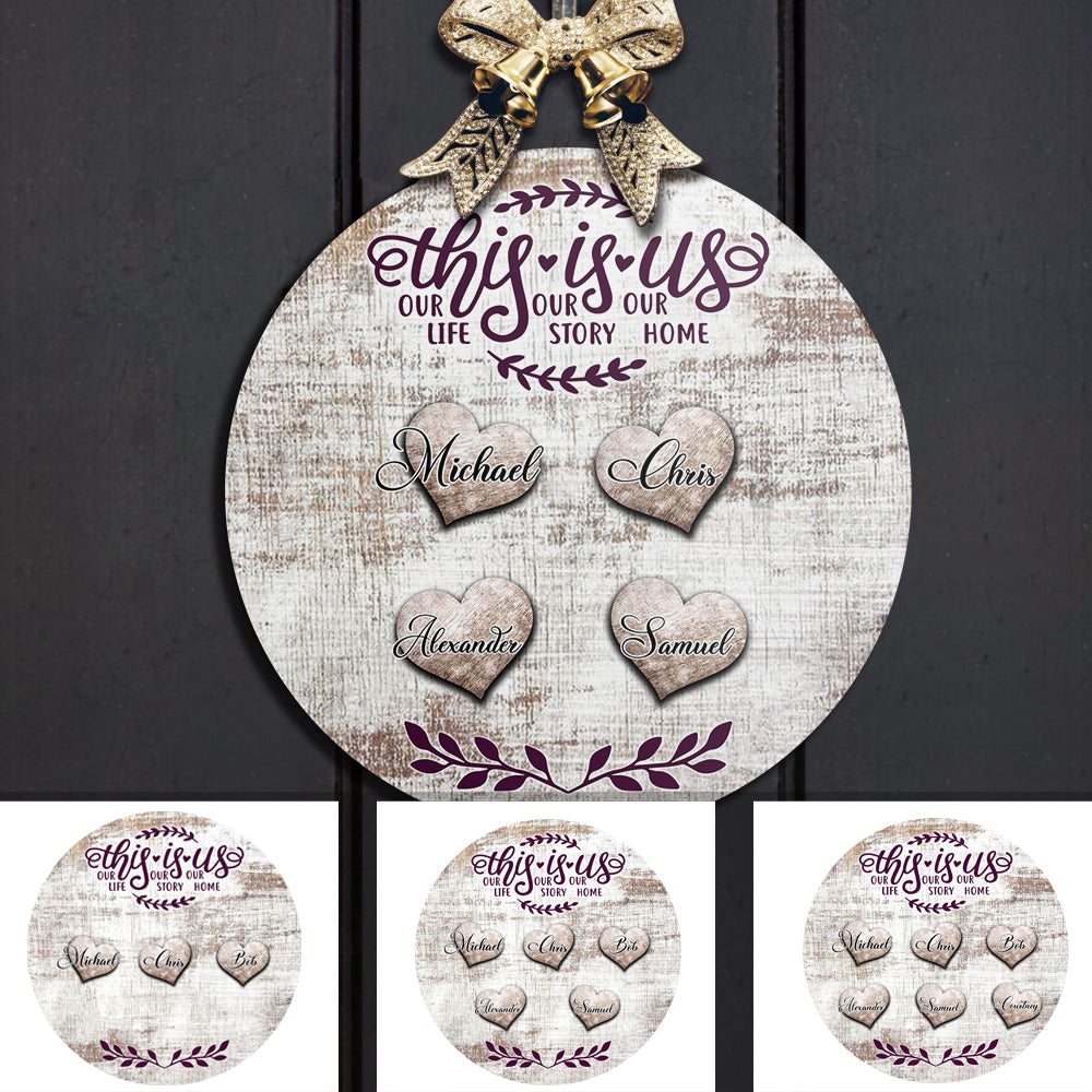 This Is Us - Personalized Door Sign, Custom Names Family Gift Z