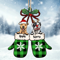 Thumbnail for Personalized Dog Peeking Christmas Santa Stocking Wood Ornament, Customized Holiday Ornament AE