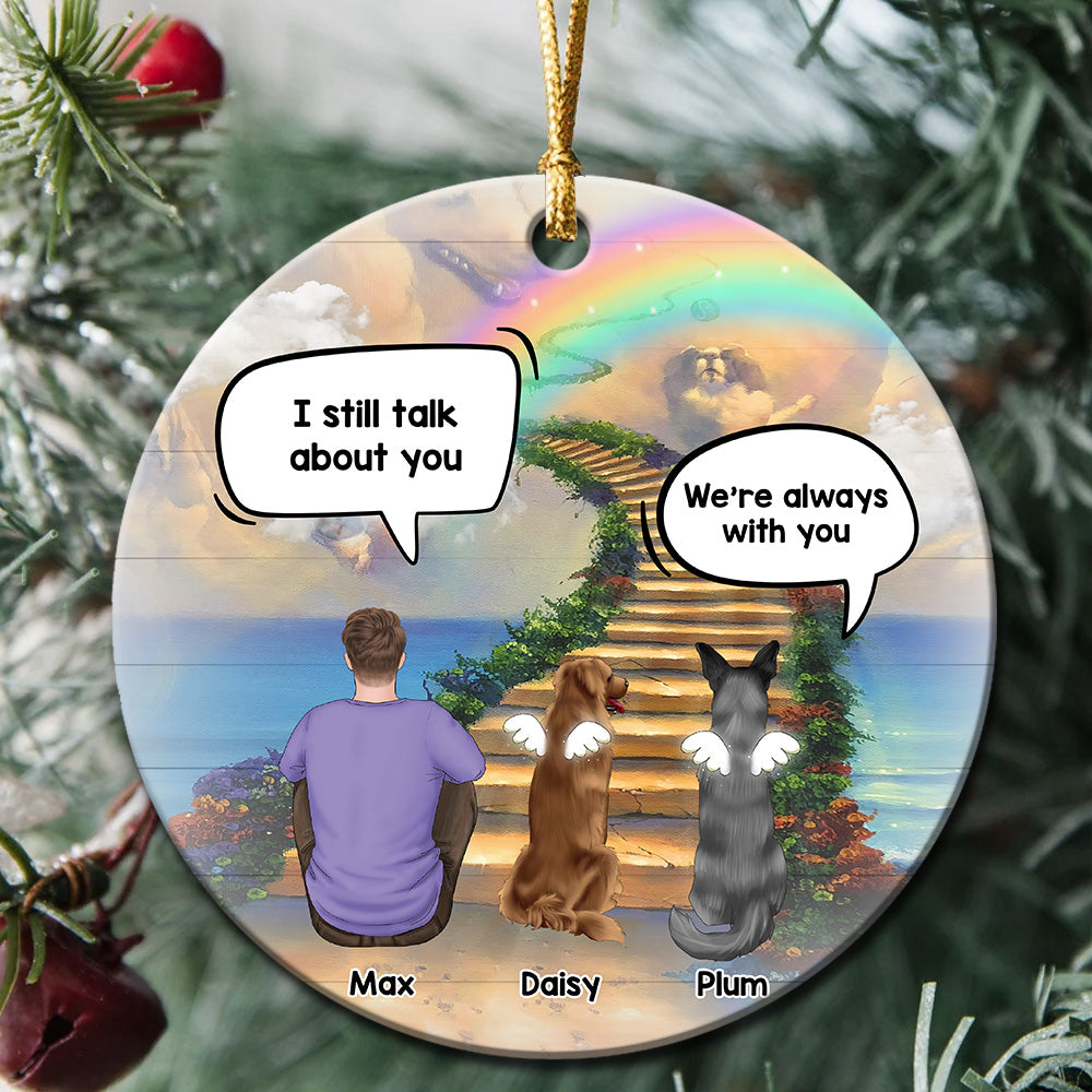 Personalized I Still Talk About You Memorial Dog Loss Of Pet Ceramic Christmas Ornament AE