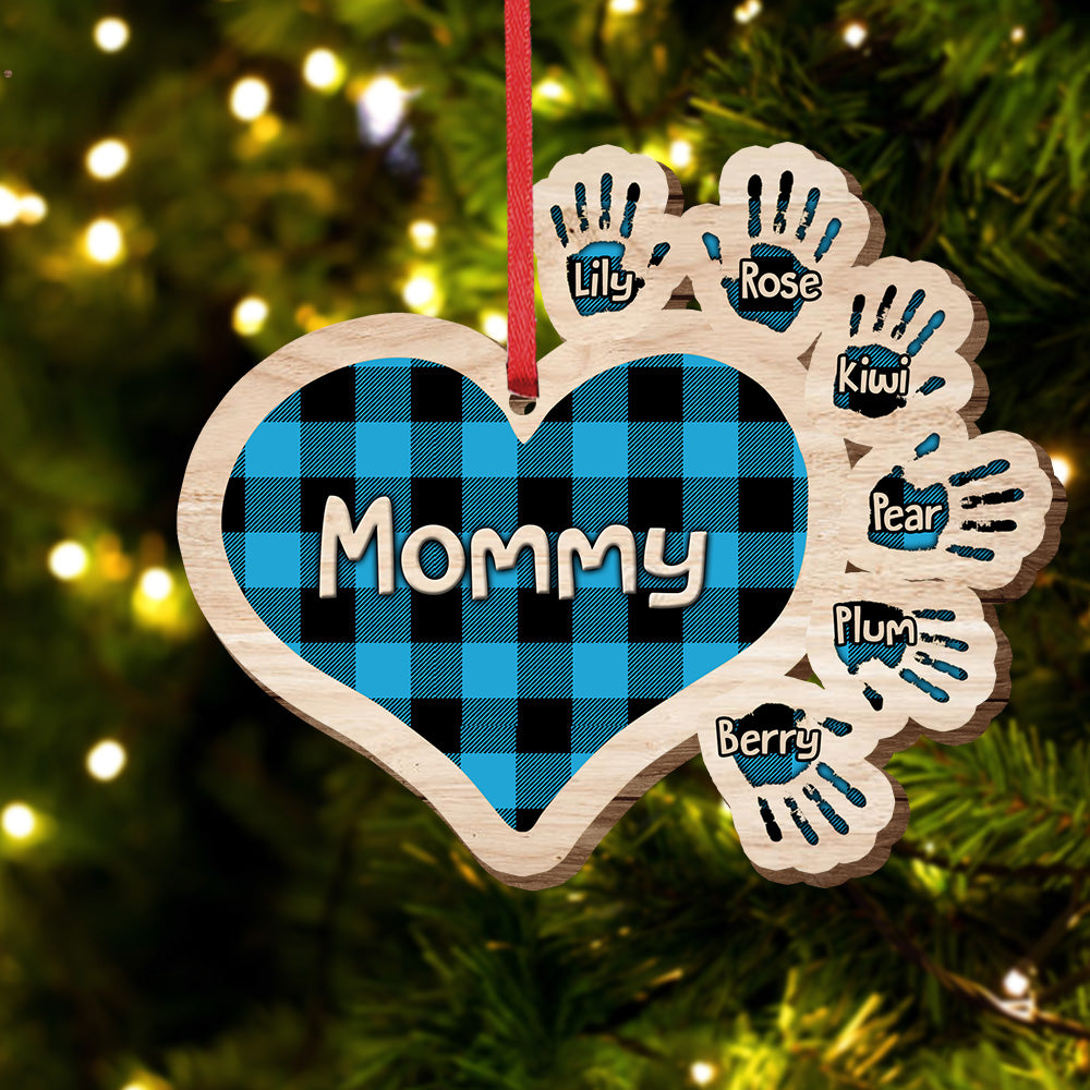 Gift For Grandma Hands Christmas Wood Ornament, Customized Holiday Ornament AE