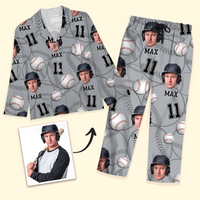 Thumbnail for Personalized Upload Photo Custom Face Baseball Sport Pajamas, Gift For Baseball Lover AB