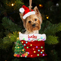 Thumbnail for Personalized Upload Photo Dog Christmas Santa Acrylic Ornament, Customized Holiday Ornament AE