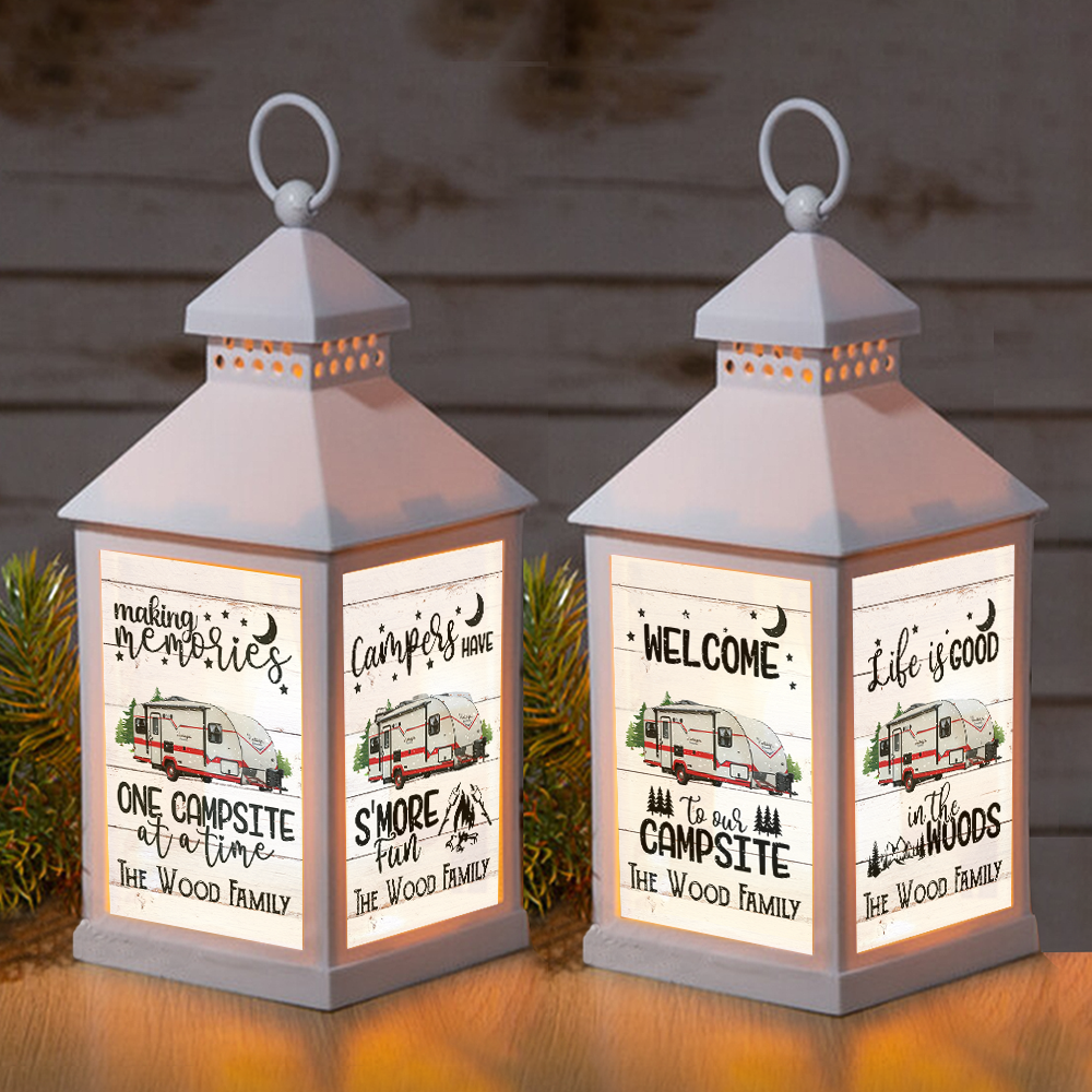 Custom RV Photo Making Memories One Campsite Camping Lantern II, Gift For Camper JonxiFon