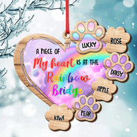 Thumbnail for Piece Of Heart At Rainbow Bridge Dog Cat Loss Of Pet Memorial Personalized Wood Ornament Cutout AE