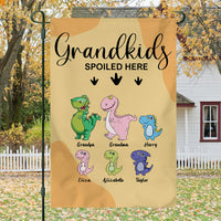 Thumbnail for Grandkids Spoiled Here- Funny Personalized Garden Dinosaur Flag AD