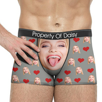 Thumbnail for Custom Funny Face Photo With Heart Men's Boxer Briefs, Valentine Gift Ideas For Him AI