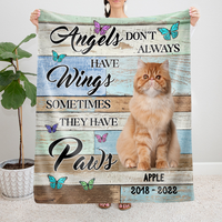 Thumbnail for Custom Angels Don't Always Have Wings Photo Dog Cat Fleece Blanket, Memorial Gift AB