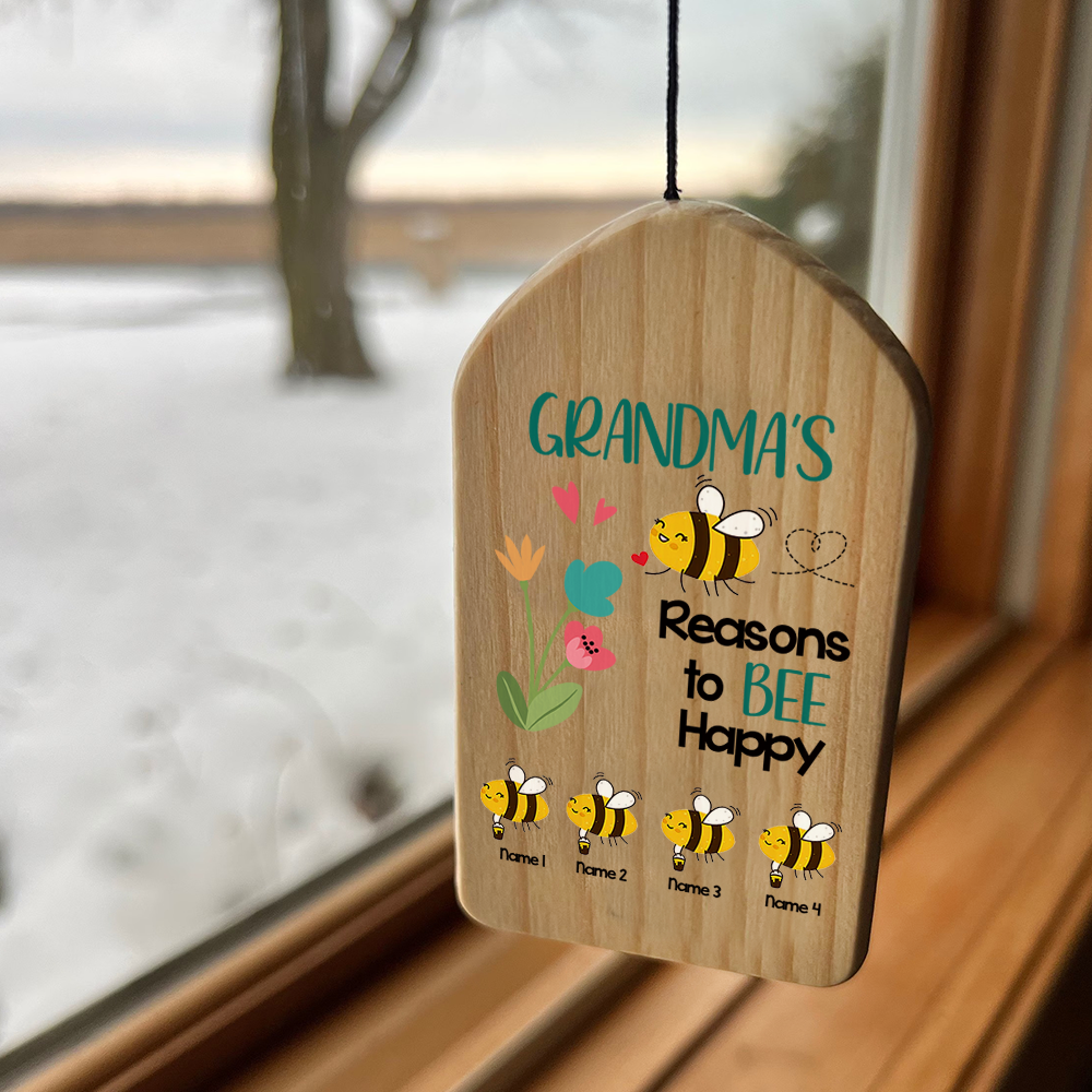 Personalized Reason To Bee Happy Wind Chime Mom Grandma, Gift For Grandma AZ