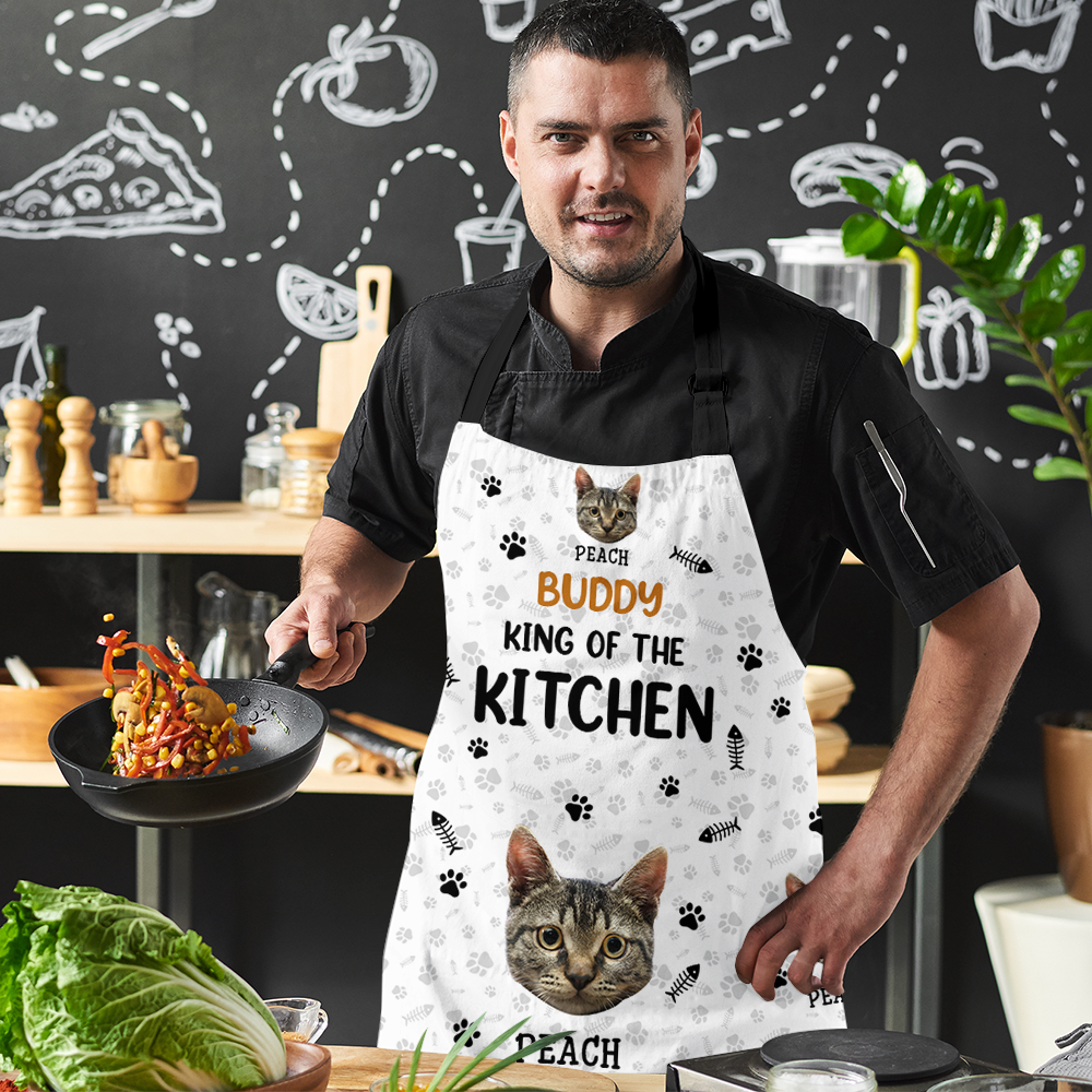 Custom King / Queen Of The Kitchen Dog Cat Photo Apron, Kitchen Gift AI