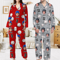 Thumbnail for Personalized Upload Photo Custom Face Baseball Sport Pajamas, Gift For Baseball Lover AB