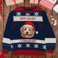 Thumbnail for Merry Christmas Pet Photo Ugly Christmas Sweatshirt, All-Over-Print Sweatshirt AB