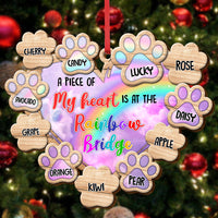 Thumbnail for Piece Of Heart At Rainbow Bridge Dog Cat Loss Of Pet Memorial Personalized Wood Ornament Cutout AE