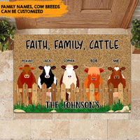 Thumbnail for Faith, Family, Cattle - Personalized Doormat, Cow Lovers Gift AB