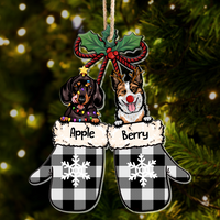 Thumbnail for Personalized Dog Peeking Christmas Santa Stocking Wood Ornament, Customized Holiday Ornament AE