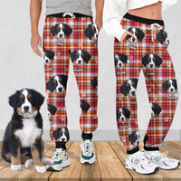 Thumbnail for Pet Photo With Name Multicolor Buffalo Plaid Sweatpants, Custom Gift For Men and Women AB