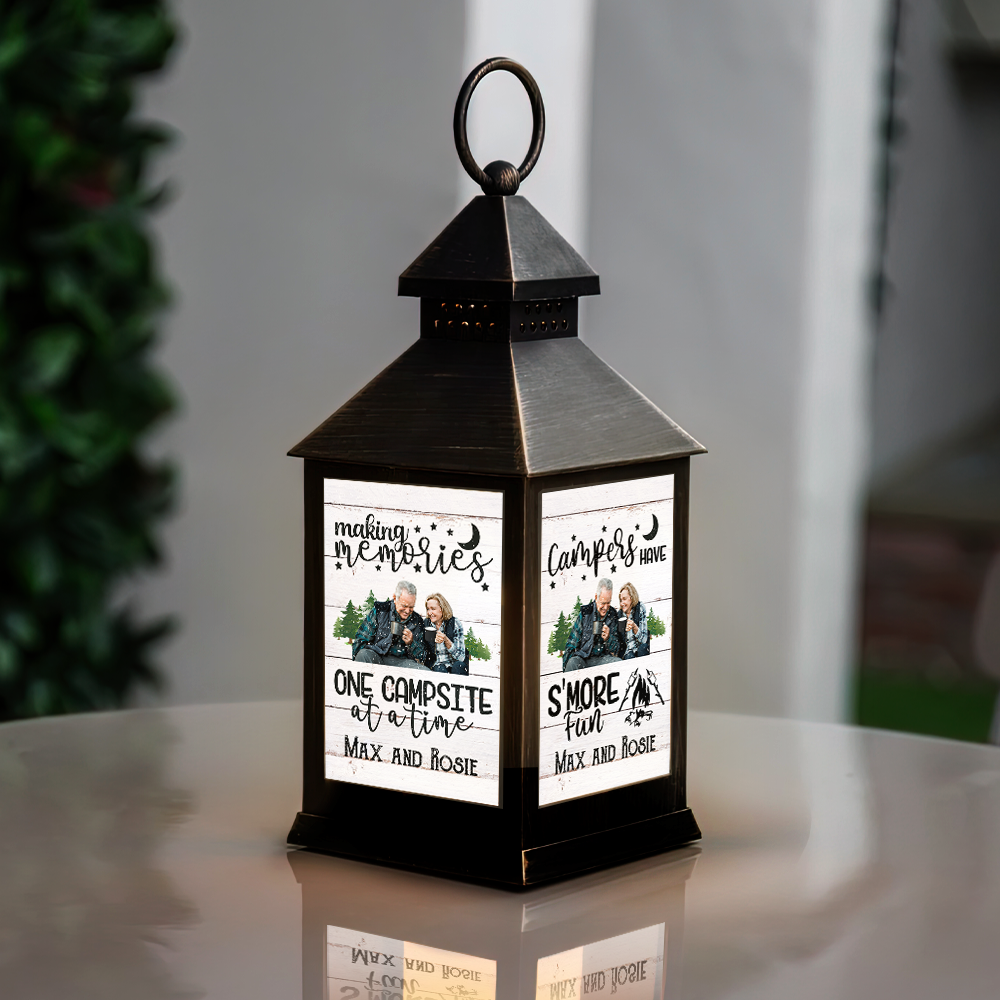 Custom RV Photo Making Memories One Campsite Camping Lantern II, Gift For Camper JonxiFon