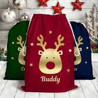 Thumbnail for Custom Red With Reindeer Family Santa Sack, Christmas Gift AB