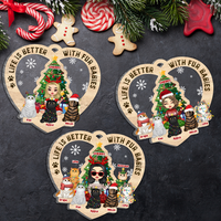 Thumbnail for Personalized Christmas Life Is Better With Fur Babies Printed Wood Ornament, Gift For Cat Lovers AE