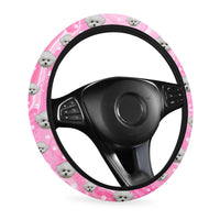 Thumbnail for Custom Sparkling Marble Dog Cat Photo Car Steering Wheel Cover, Pet Lover Gift FC