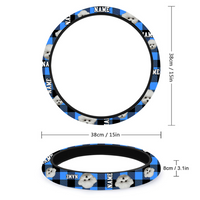 Thumbnail for Custom Dog Mom Dog Dad Photo Car Steering Wheel Cover, Pet Lover Gift JonxiFon