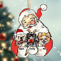 Thumbnail for Personalized Santa Claus Hug Dog Cat Printed Acrylic Ornament , Customized Holiday Ornament AE