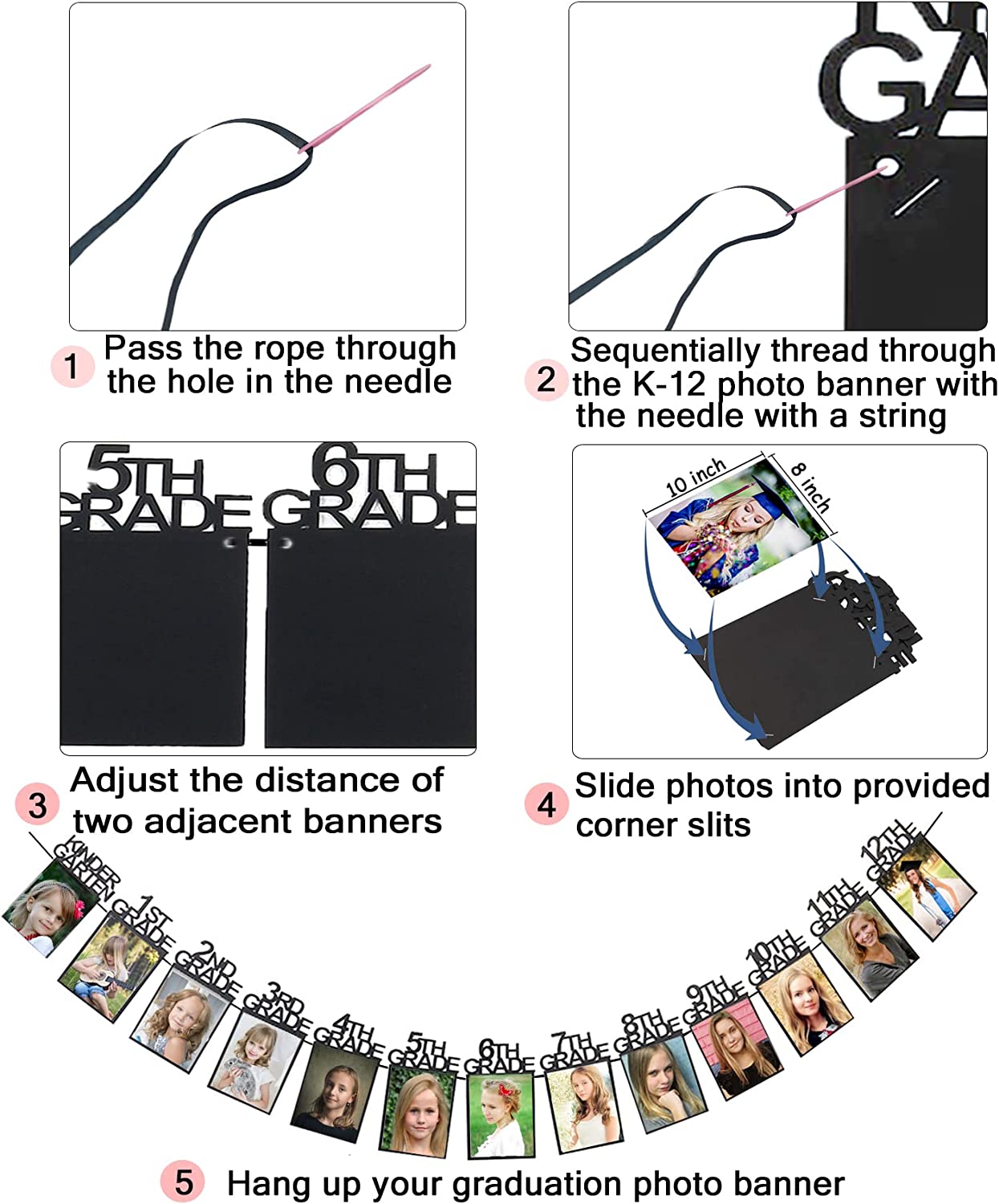 Graduation Photo Banner for 2025 Party Decorations,K-12 School Pictures FC