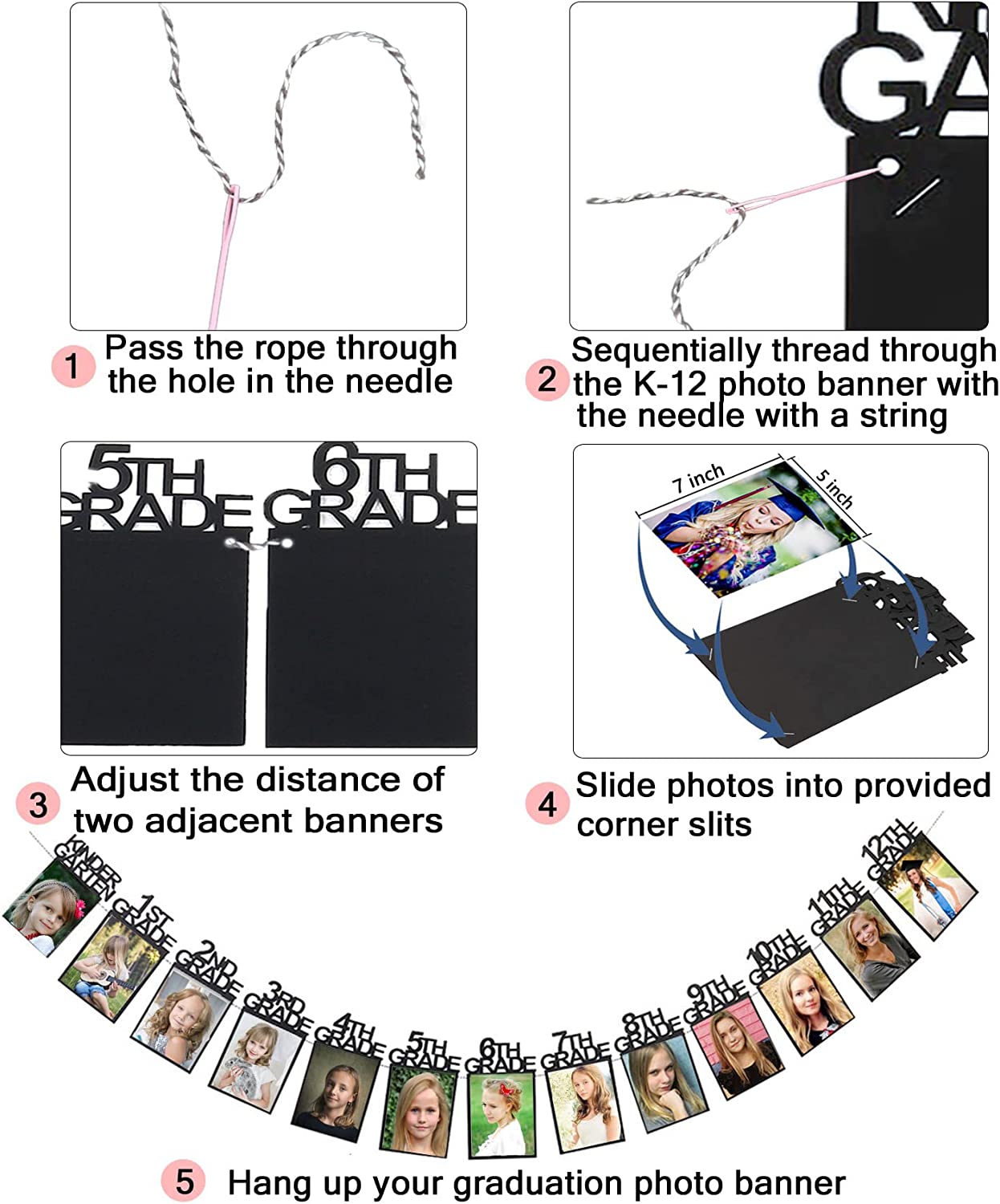 Graduation Photo Banner for 2025 Party Decorations,K-12 School Pictures FC