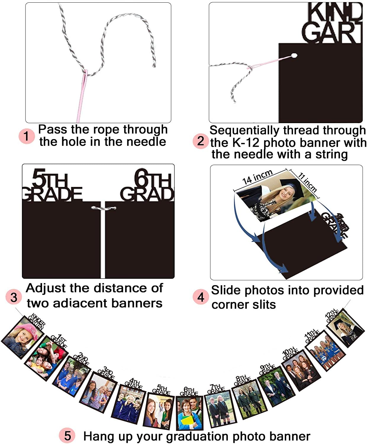 Graduation Photo Banner for 2025 Party Decorations,K-12 School Pictures FC