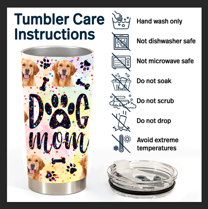 Glitter Dog Mom With Photos Tumbler, Dog Lover Gift AA