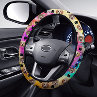 Thumbnail for Custom Hologram Tie Dye Photo Dog Cat Car Steering Wheel Cover, Pet Lover Gift FC