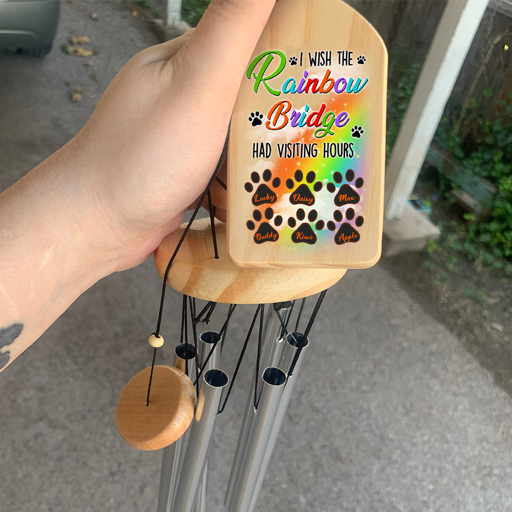Personalized My Heart At The Rainbow Memorial Wind Chime, Sympathy Gift AZ