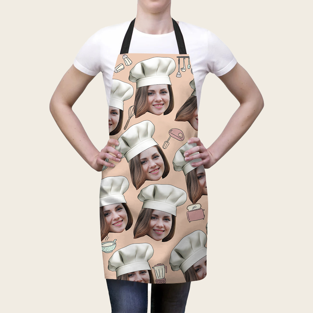 Custom Face With Chef Hat Photo Apron, Kitchen Gift AI