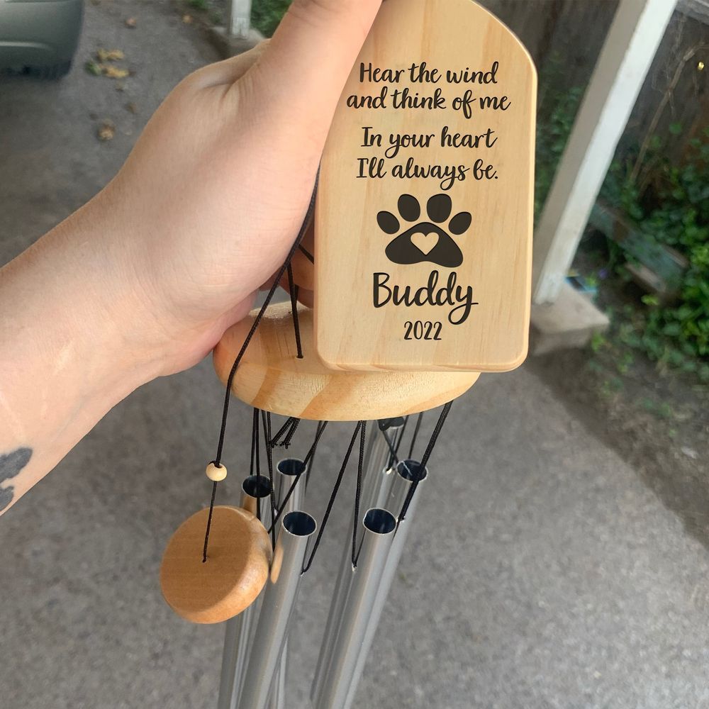 Custom Angel Dog Cat With Wings Memorial Wind Chime, Memorial Gift AZ