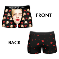 Thumbnail for Custom Funny Face Photo With Heart Men's Boxer Briefs, Valentine Gift Ideas For Him AI
