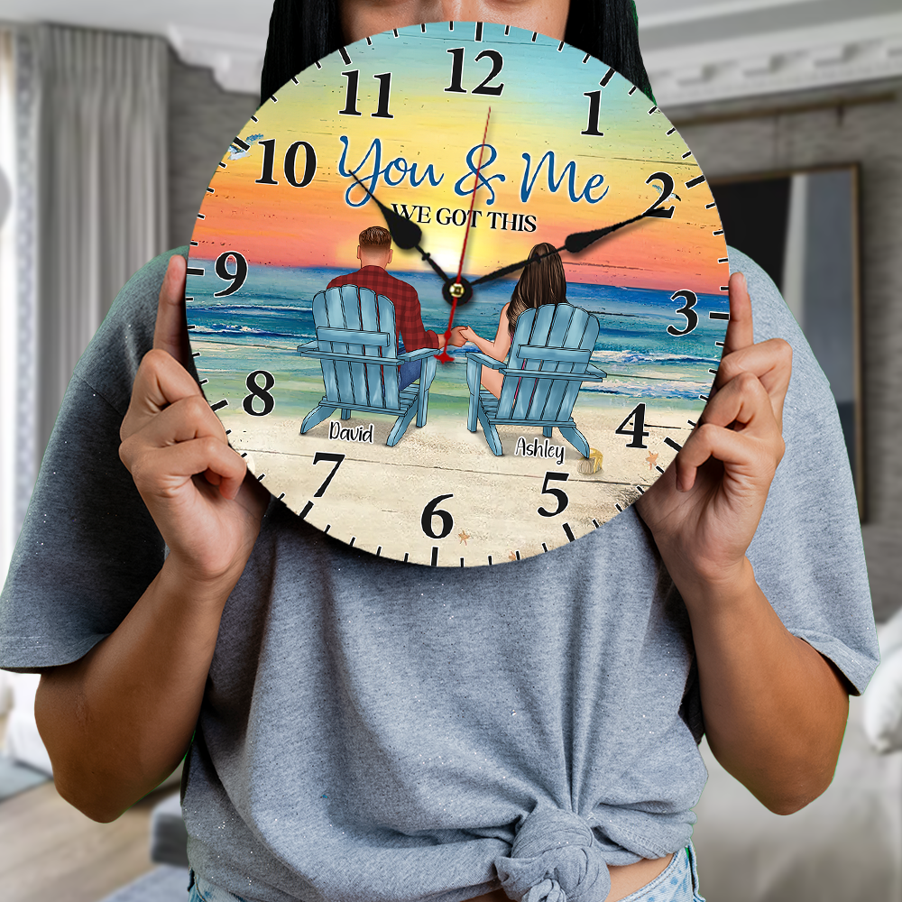 Personalized You & Me We Got This Couple Wooden Clock, Anniversary Gift For Couple AH