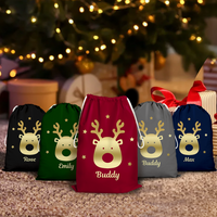 Thumbnail for Custom Red With Reindeer Family Santa Sack, Christmas Gift AB