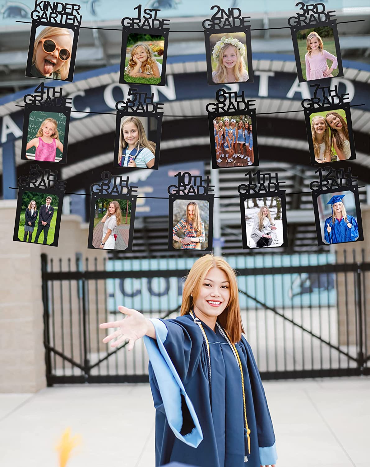 Graduation Photo Banner for 2025 Party Decorations,K-12 School Pictures FC
