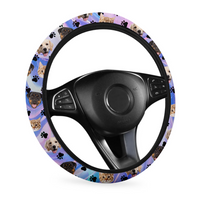 Thumbnail for Custom Hologram Tie Dye Photo Dog Cat Car Steering Wheel Cover, Pet Lover Gift FC
