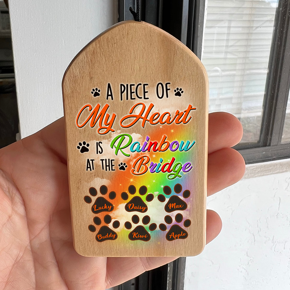 Personalized My Heart At The Rainbow Memorial Wind Chime, Sympathy Gift AZ