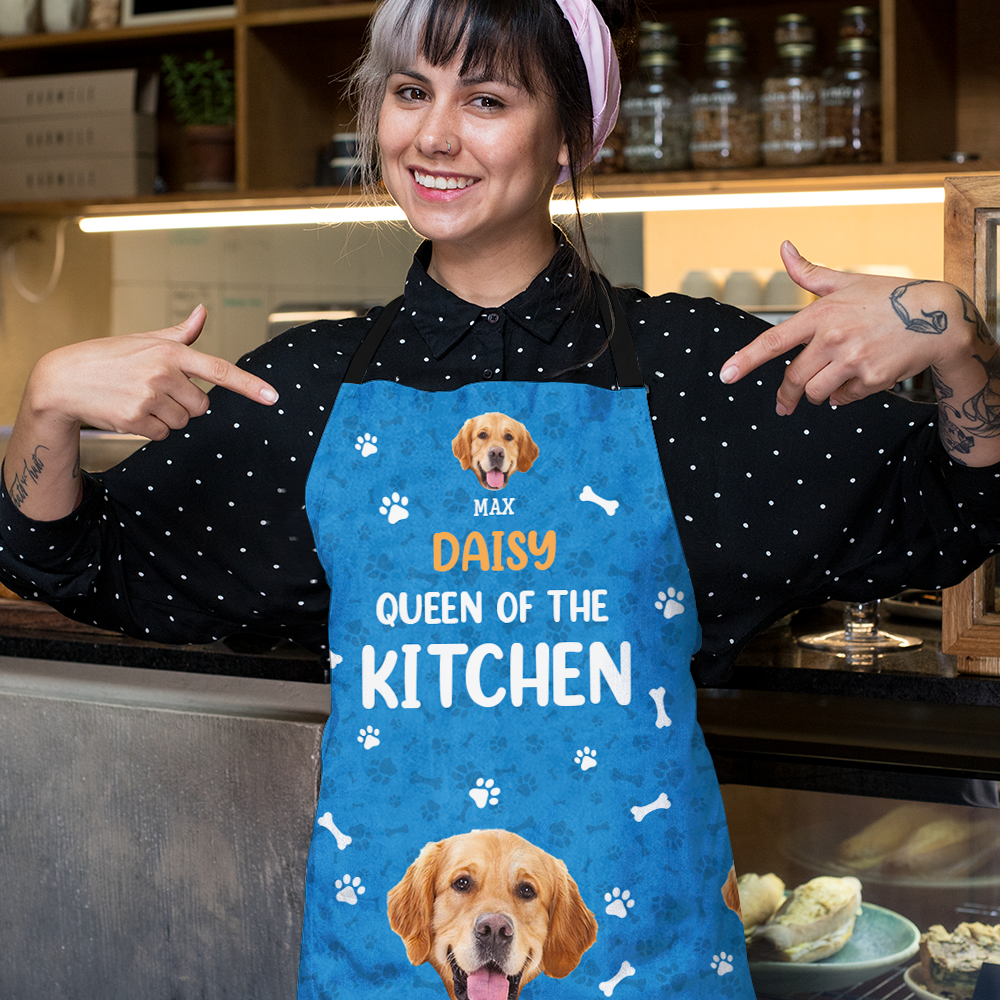 Custom King / Queen Of The Kitchen Dog Cat Photo Apron, Kitchen Gift AI