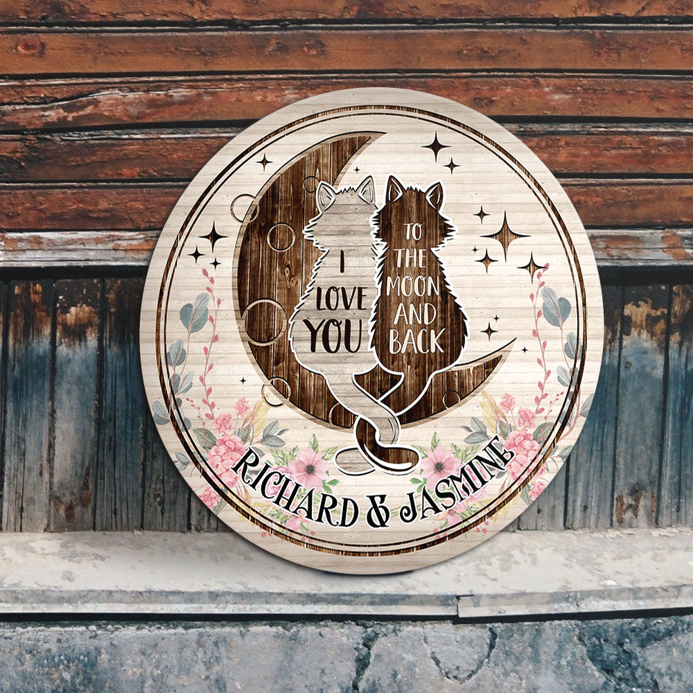 I Love You To The Moon And Back, Wood Circle Sign For Home Decor Z