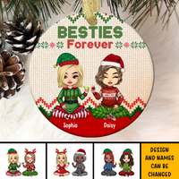 Thumbnail for Besties Friends Forever Christmas Personalized Ornament, Customized Holiday Ornament AE