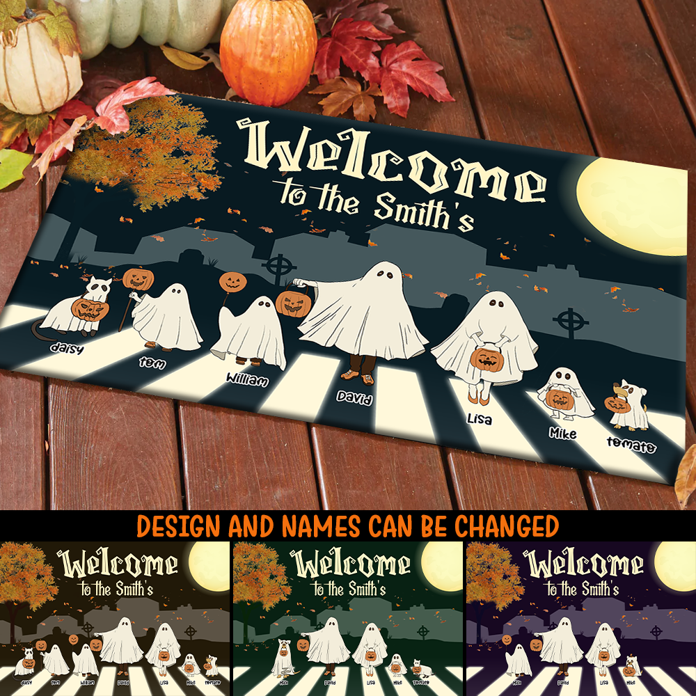 Personalized Welcome To Family Halloween Ghoul Doormat AB
