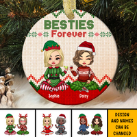 Thumbnail for Besties Friends Forever Christmas Personalized Ornament, Customized Holiday Ornament AE