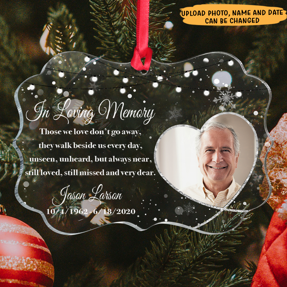 Upload Photo Loss Of Someone Family Member Memorial Christmas Acrylic Ornament, Customized Holiday Ornament AE
