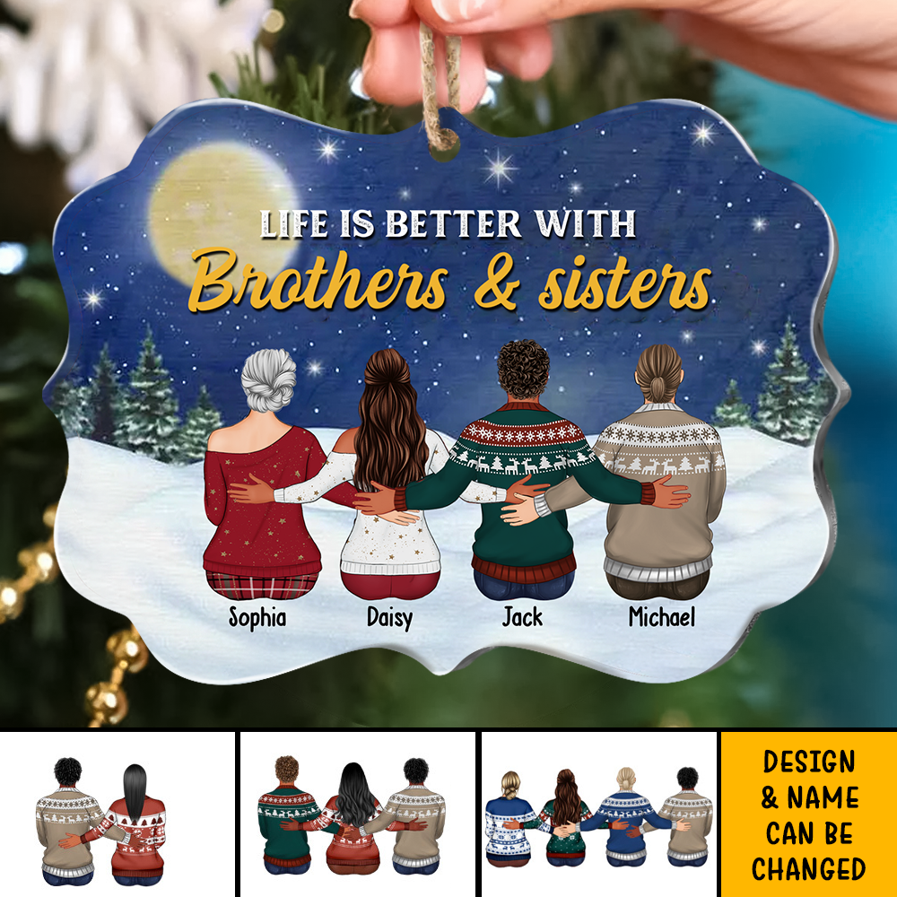 Life Is Better With Brothers & Sisters Benelux Shaped Wood Christmas Ornament AE