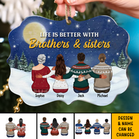 Thumbnail for Life Is Better With Brothers & Sisters Benelux Shaped Wood Christmas Ornament AE