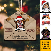 Thumbnail for Letter To Santa I Tried To Be Good But I Take After My Mom 2 Layered Wood Christmas Ornament, Dog Lover Gifts AE